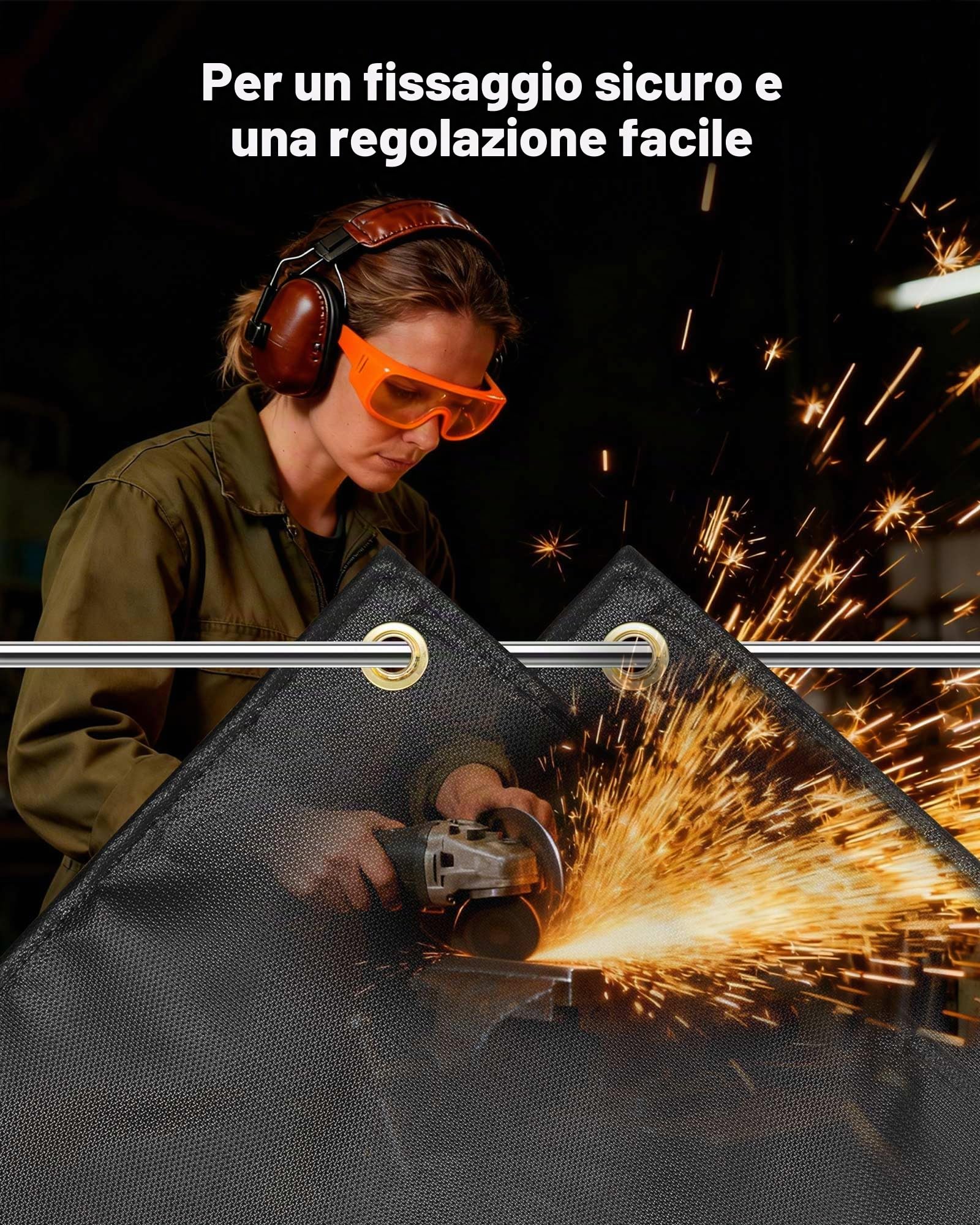 VEVOR Coperta per Saldatura in Fibra di Vetro Rivestita in Silicone da 1829 x 2438 mm, Coperte di Protezione Resistente al Calore max. 982°C, Tappeto Ignifugo Protettivo per Saldatura, Nero