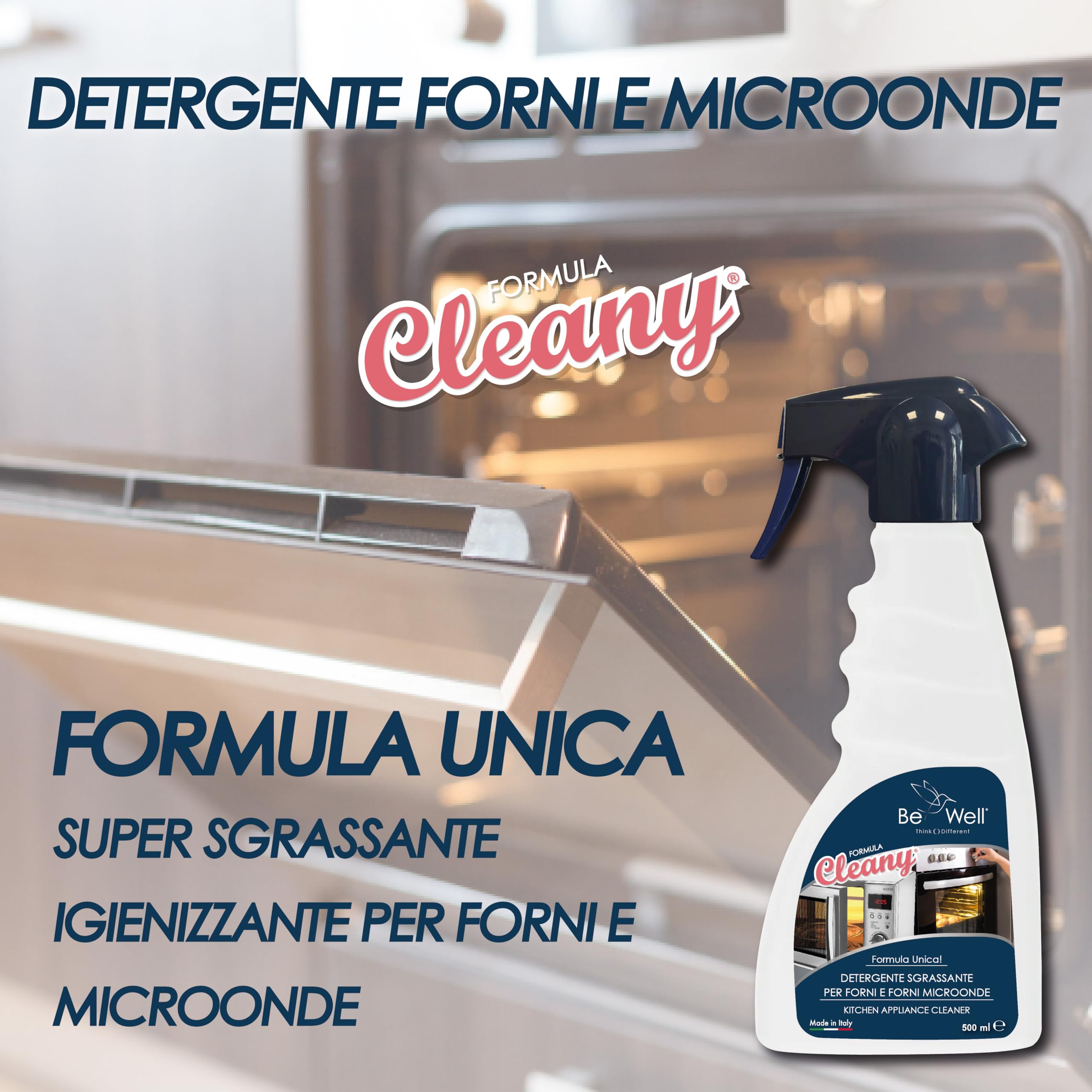 CLEANY Detergente Sgrassante Spray per Forni e Microonde, Formula Professionale, 500 ml, Made in Italy