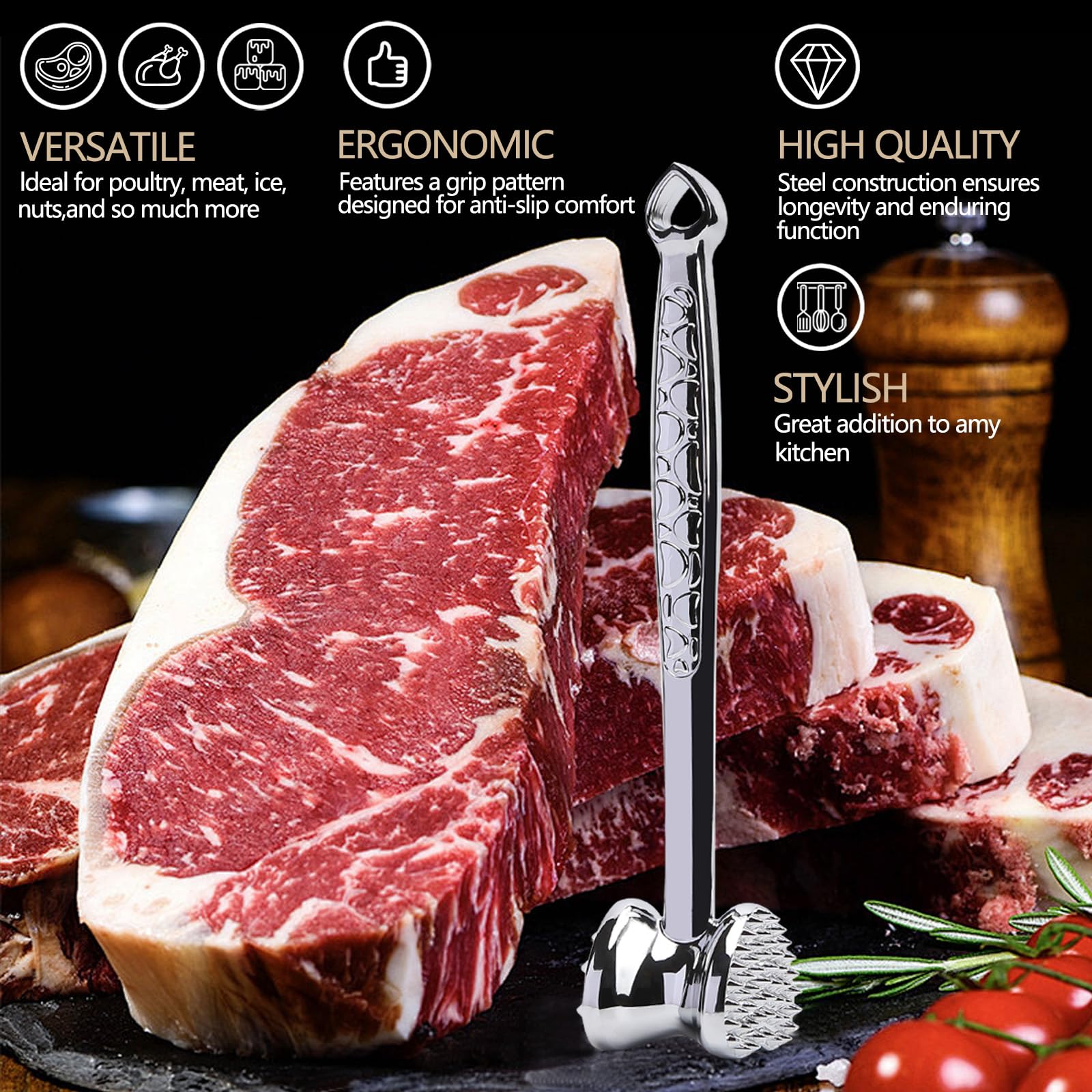 CORJEEJOR Batticarne Martello Per Carne,Mazza Da Cucina A Doppio