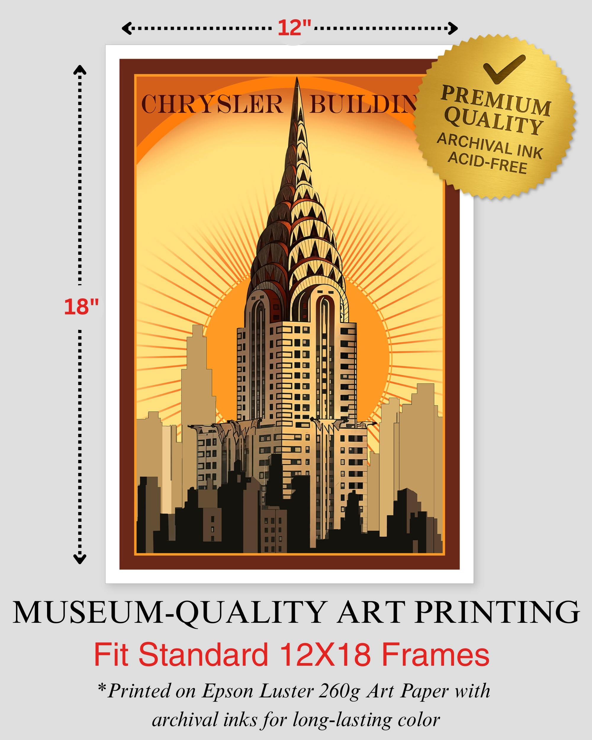 Amazon.com: ArtMalore NYC Chrysler Building Vintage Style Travel