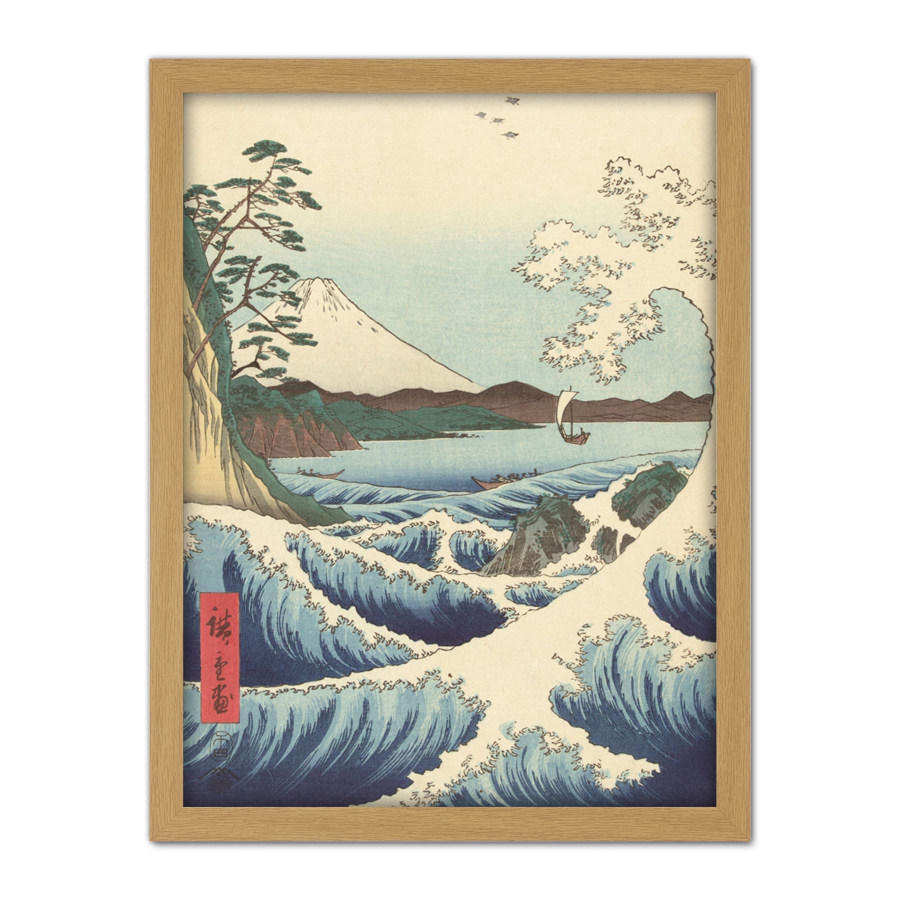Artery8 Hiroshige Seascape In Satta In Province Of Suruga Artwork Framed Wall Art Print 18X24 Inch