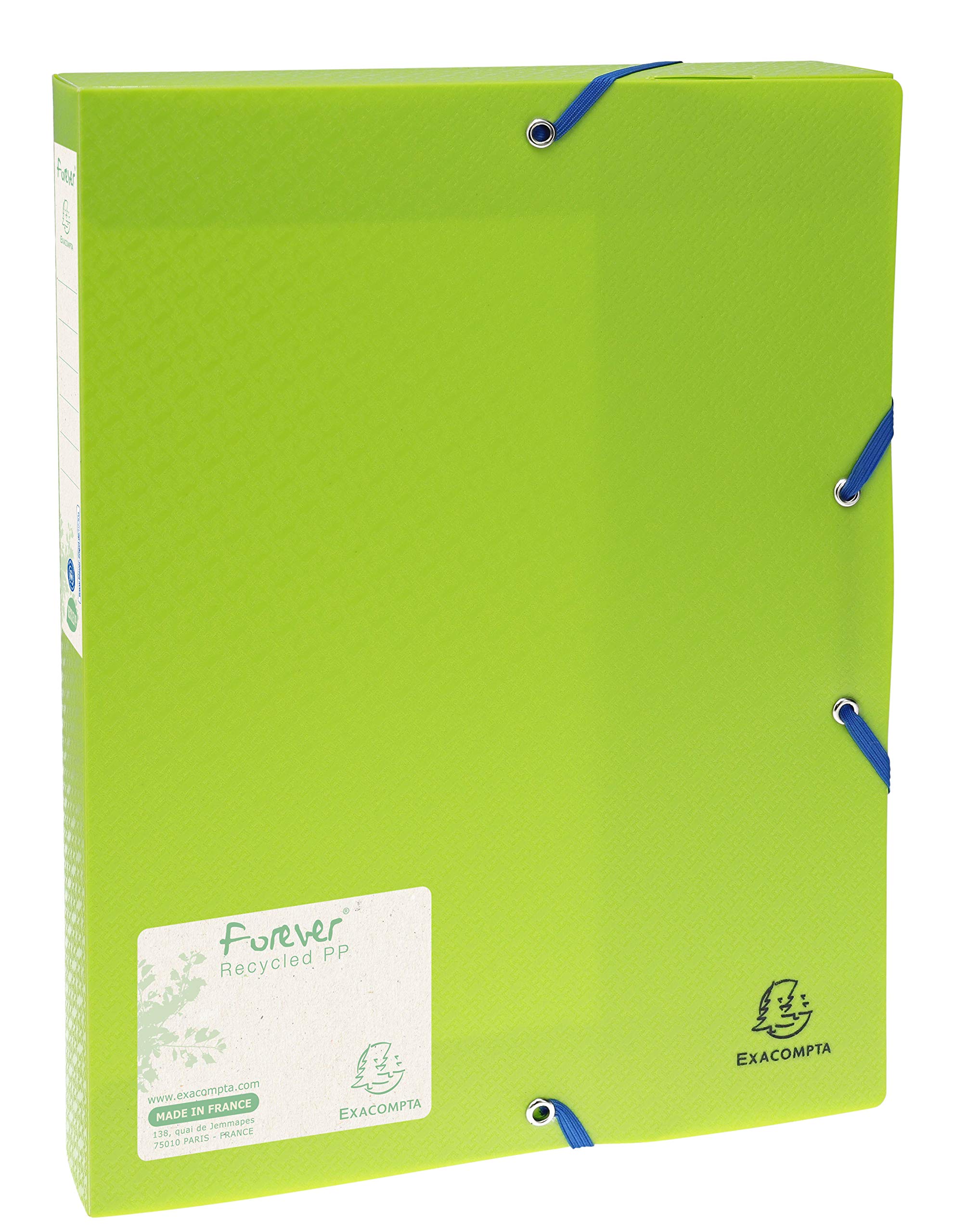 Exacompta 553570 Packung (mit t 8 Archivboxen Forever, umweltfreundlich und robust, Rücken 40mm, aus recycling PP) farbig sortiert, 8 Stück