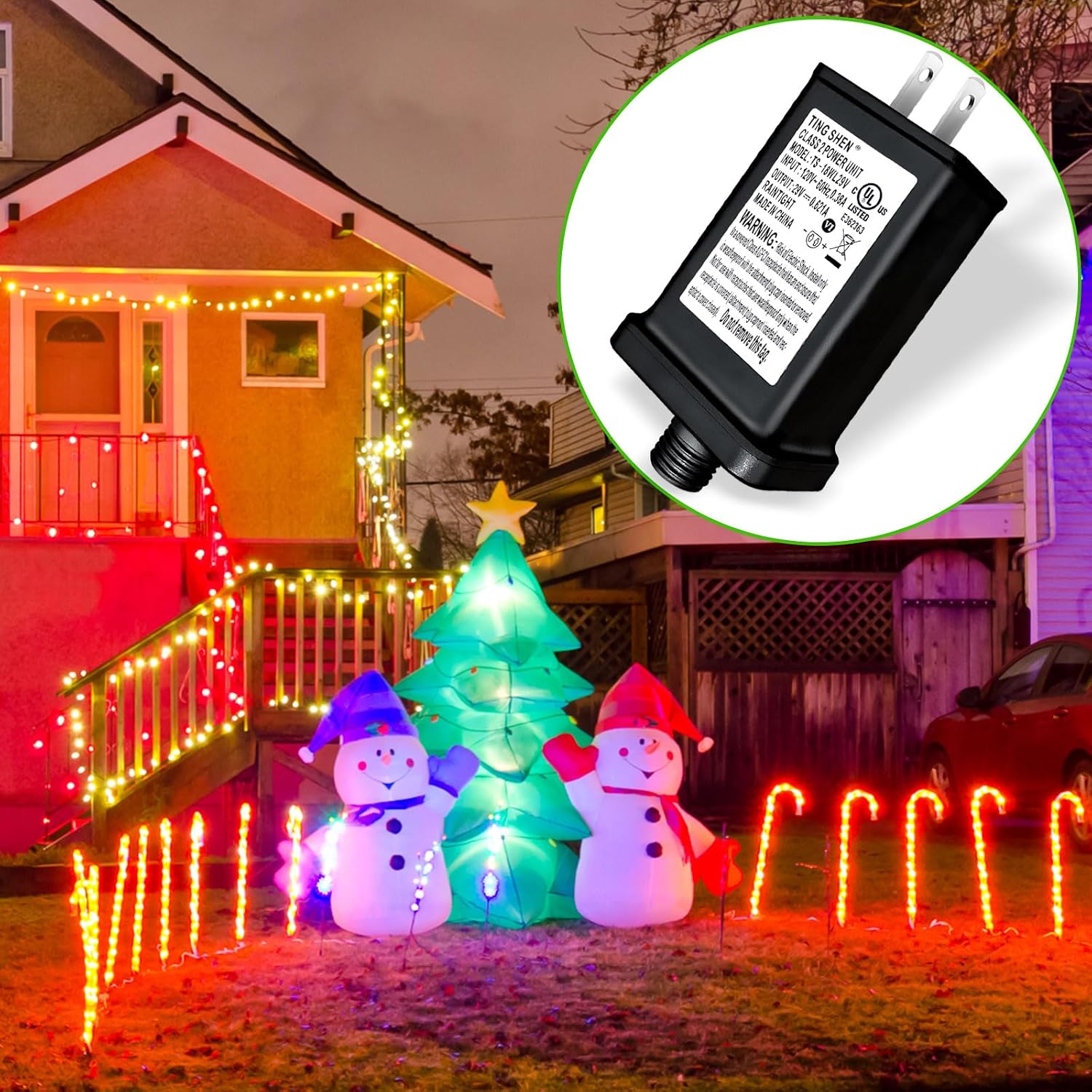 29V 0.62A 18W Class 2 Power Unit Model TS-18W29V LED Transformer Raintight IP44 US Plug Adapter, Seasonal-Use LED Driver for Ting Shen Replacement Parts String Light, Holiday Lighting