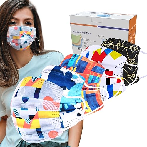 Sheal 100 unidades empaquetadas individualmente transpirables a la moda para adultos desechables de 3 capas protectoras para las orejas