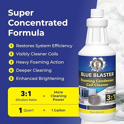 Miniatura 2 de Blue Blaster - Espuma limpiadora de bobina CA  Cuarto de galón  Fórmula de servicio extremo para unidades de condensador de CA al aire libre