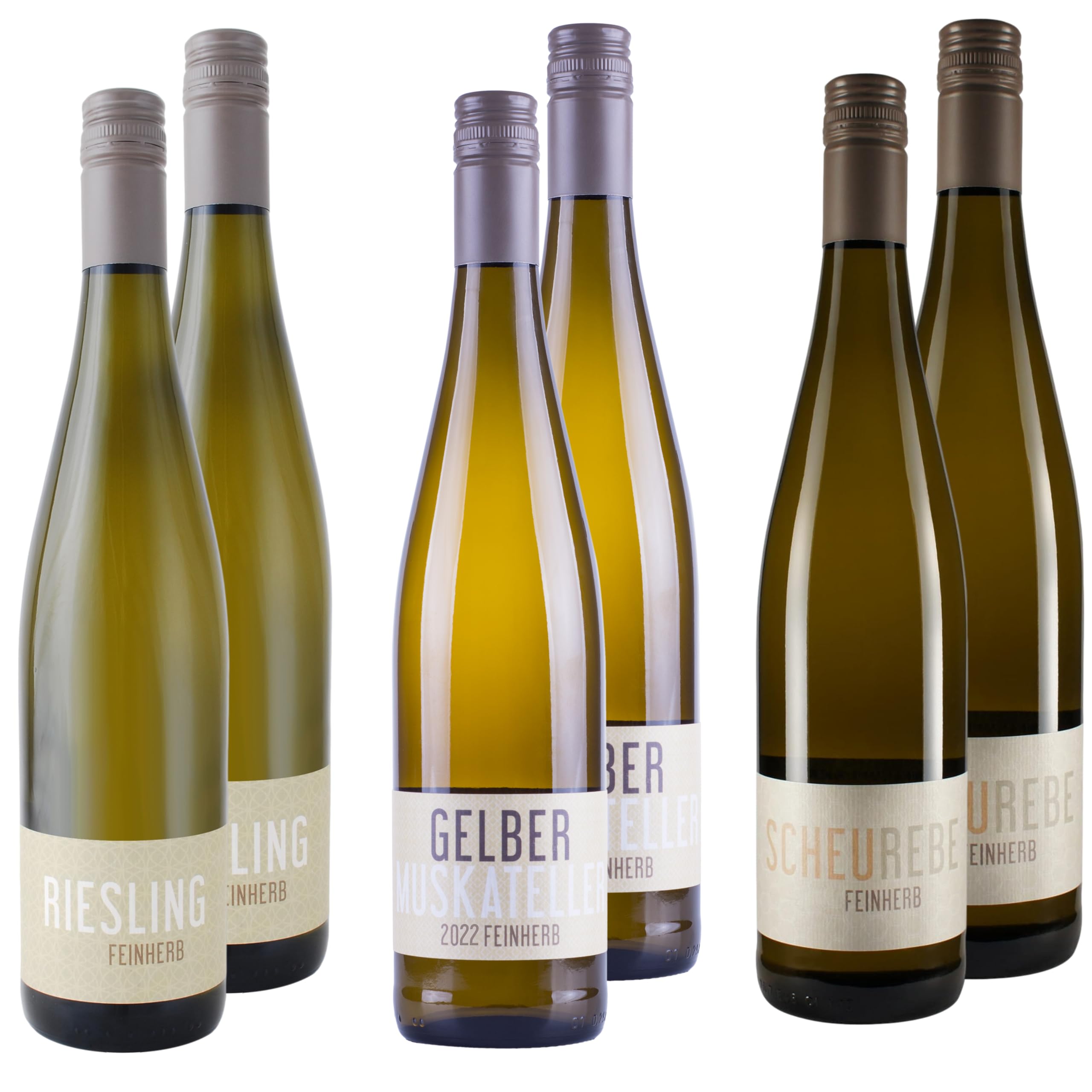 Nehrbaß - Weißwein feinherb - 6er Probierset "fruchtige Weine mit eleganter Restsüße" 6 x 0,75 Liter aus: 2 x Riesling 2022, 2 x Gelber Muskateller 2022, 2 x Scheurebe 2022