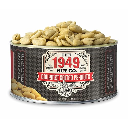 The 1949 Nut Co. Maní gourmet salado estilo Virginia  Tostado en aceite y frito con un crujido único y crujiente  Extragrandes, hechos a mano en EE.