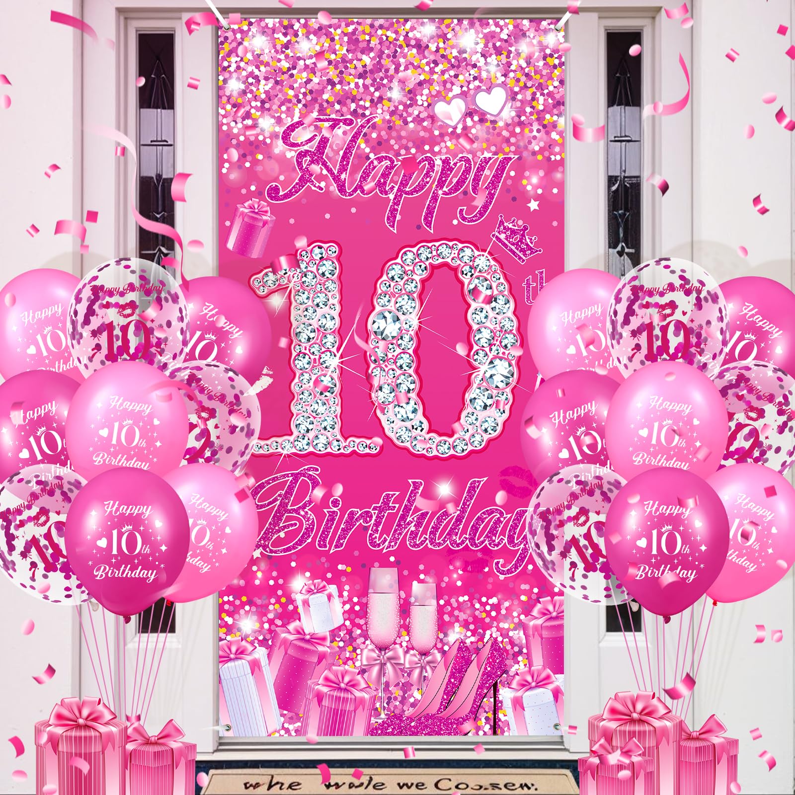 Amazon.com: Pink 10th Birthday Decorations for Girls Boys Pink