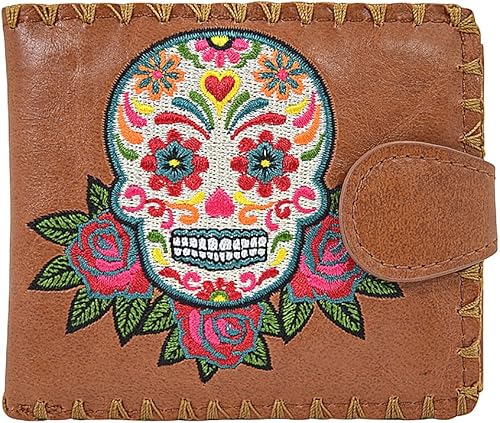 Lavishy Rose Sugar Skull Day of the Dead - Cartera mediana bordada