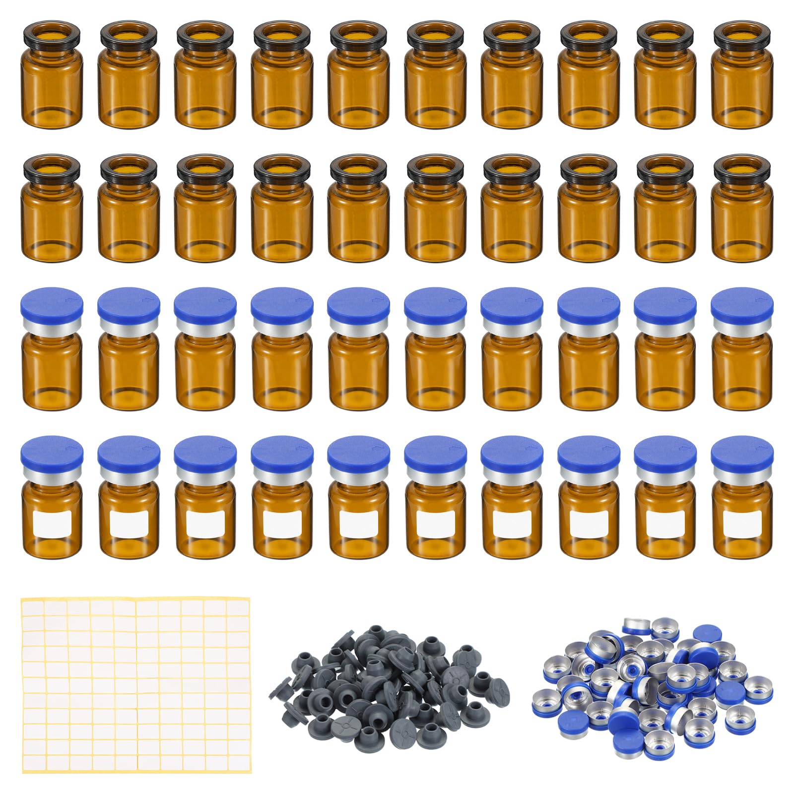 PATIKIL lot de 100 Flacons d'échantillons de 5 ml coques à sertir ambre