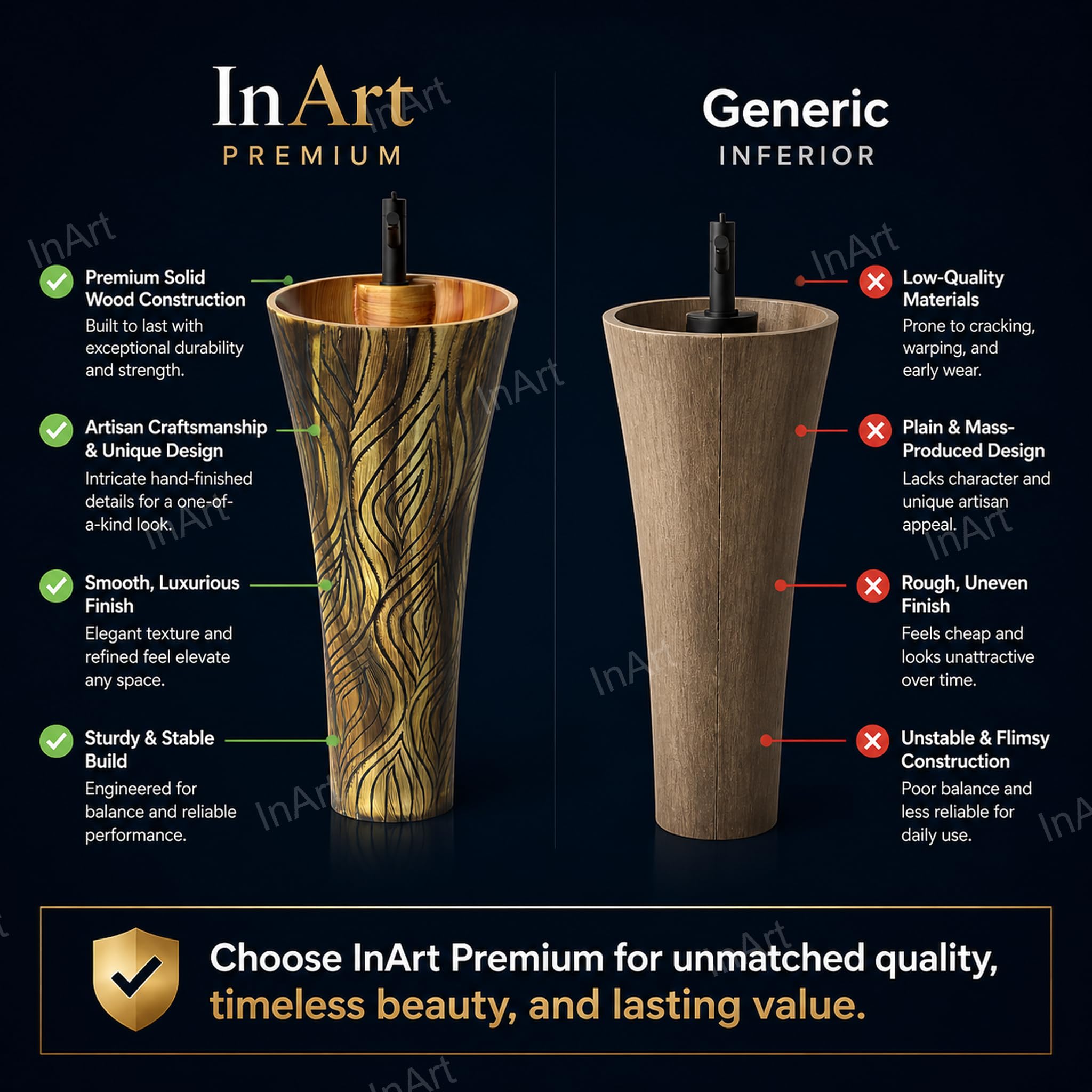 InArt Ceramic Wash Basin - Free Standing Pedestal -7