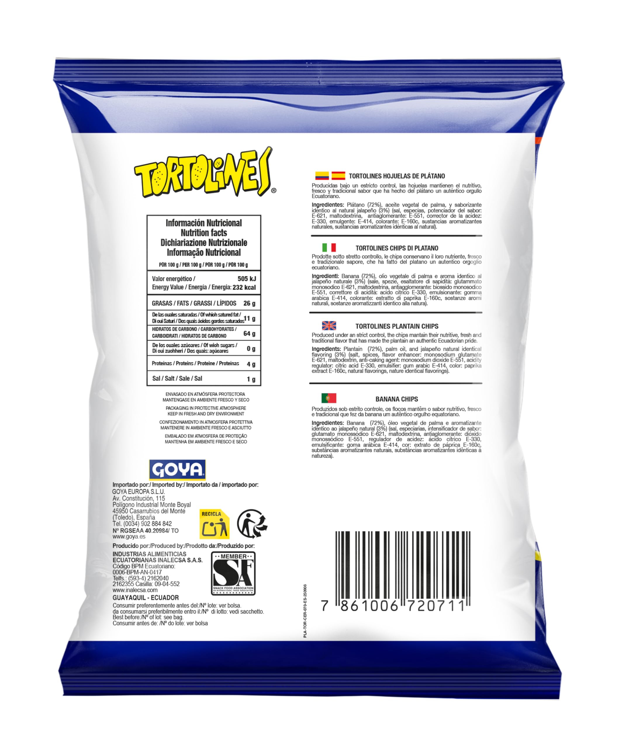 Tortolines Chifles Limón 15x70g, Hojuelas de Plátano Deshidratado Crujientes, Chifles Platano para Dips y Ceviches