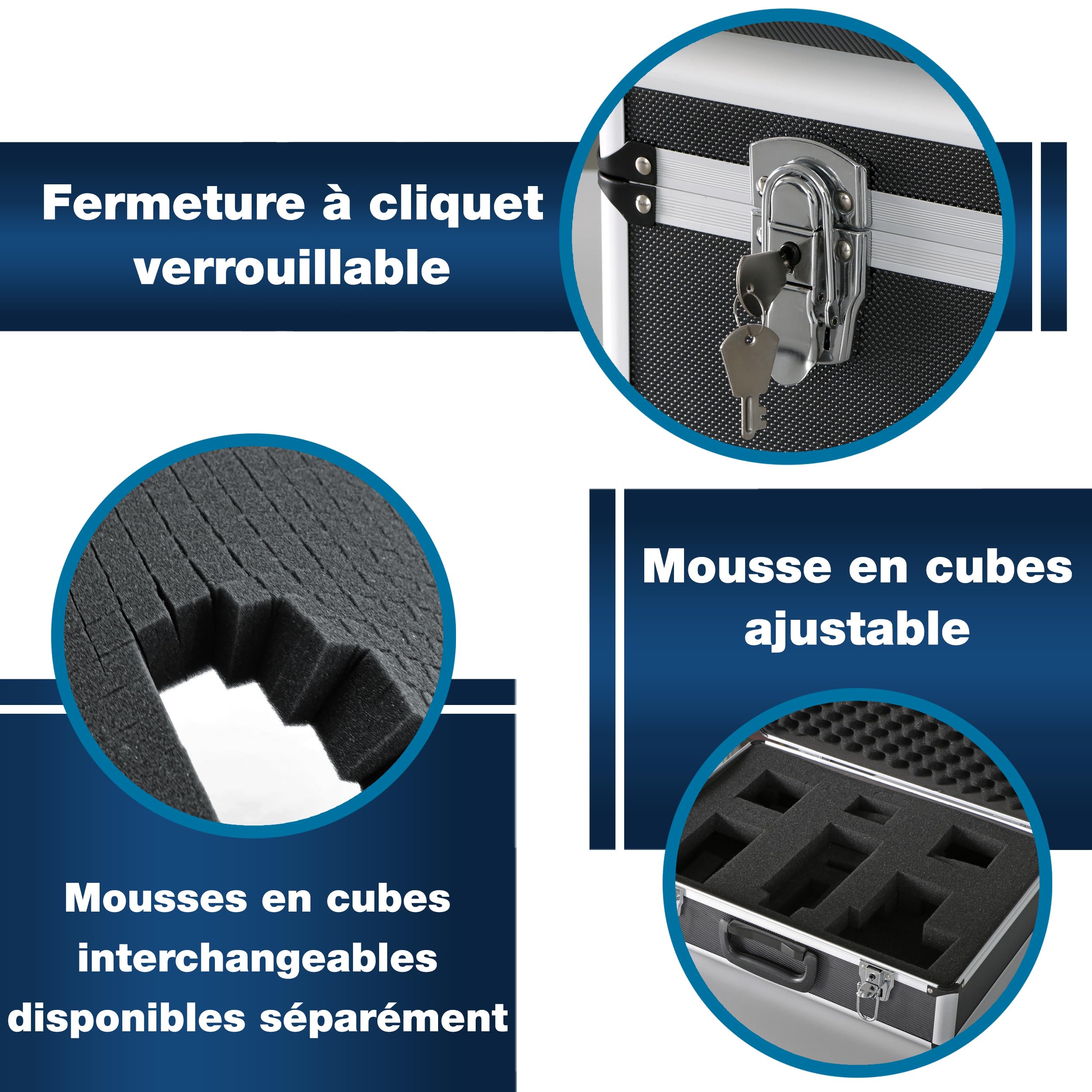 Peak Tech P 7305 - Mallette Universelle pour Instruments de Mesure, Mallette Robuste en Aluminium, Compartiment à Outils, Rembourrage en Mousse, Verrouillable, Anti-Poussière, L - 405 x 330 x 150 mm