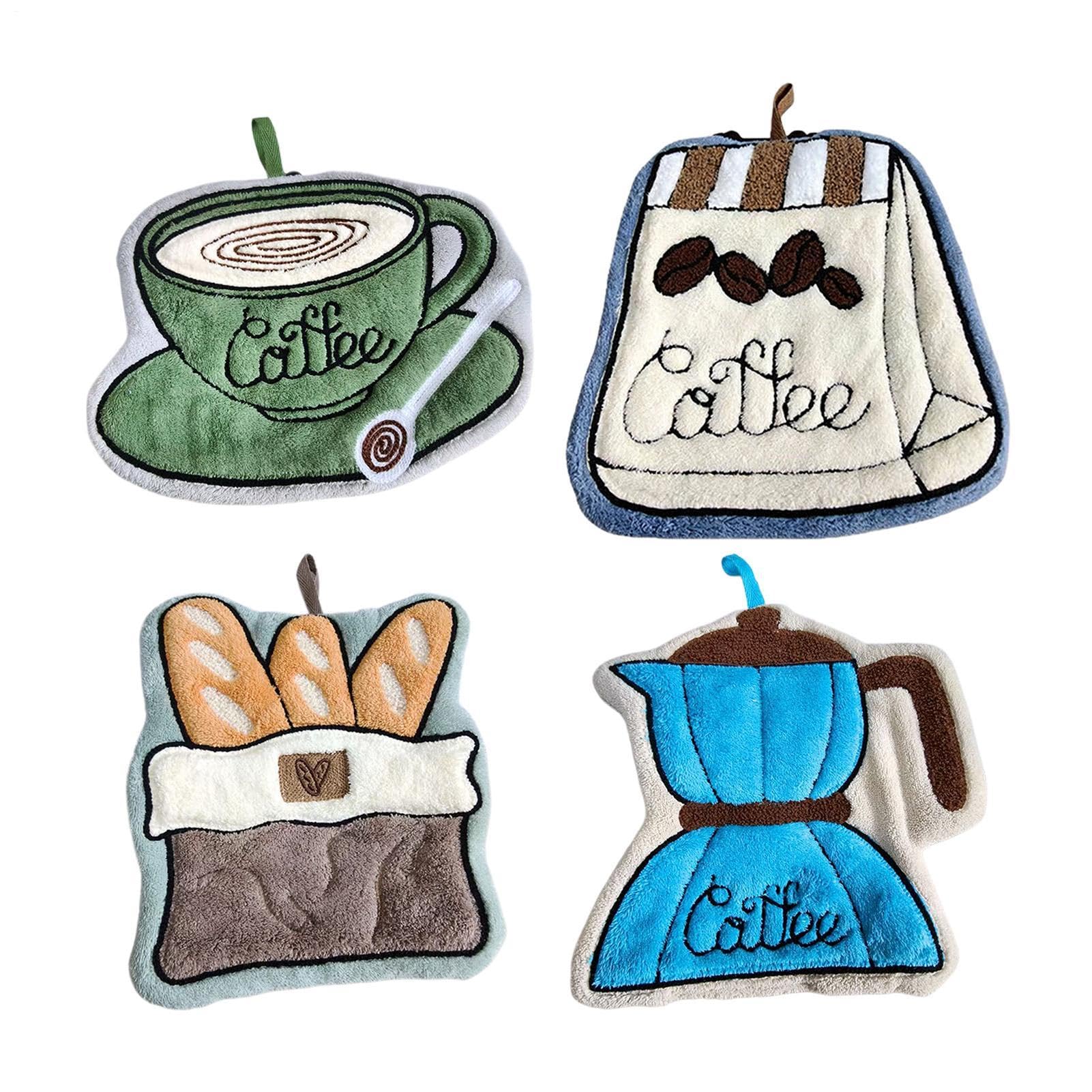 Toallas de café para bar y hogar: 4 piezas de toallas absorbentes para cocina y baño