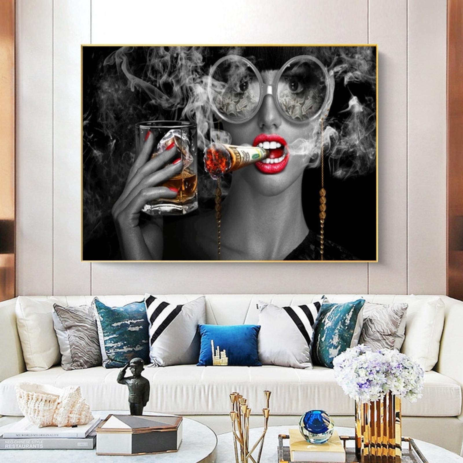 Quadro in metallo con vetro 120x27x2,5h