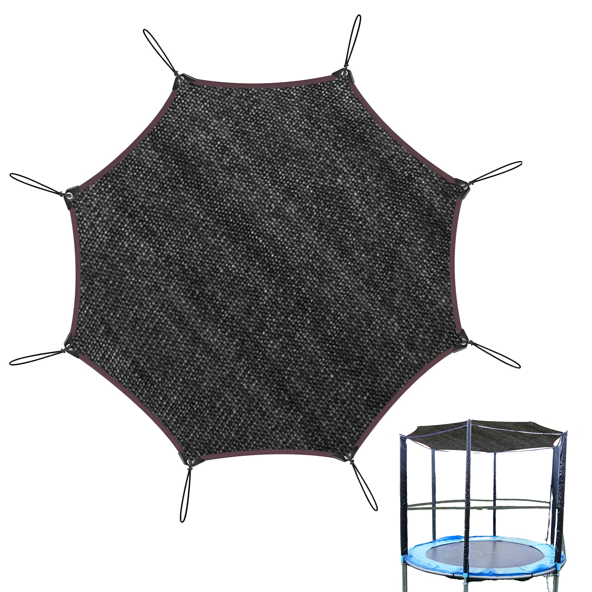 Trampolín de protección solar de 305 cm (10 pies), toldo octogonal de polietileno de 80 g/m² para 8 barras, techo protector permeable al agua (diagonal de 305 cm/distancia lateral 280 cm) para