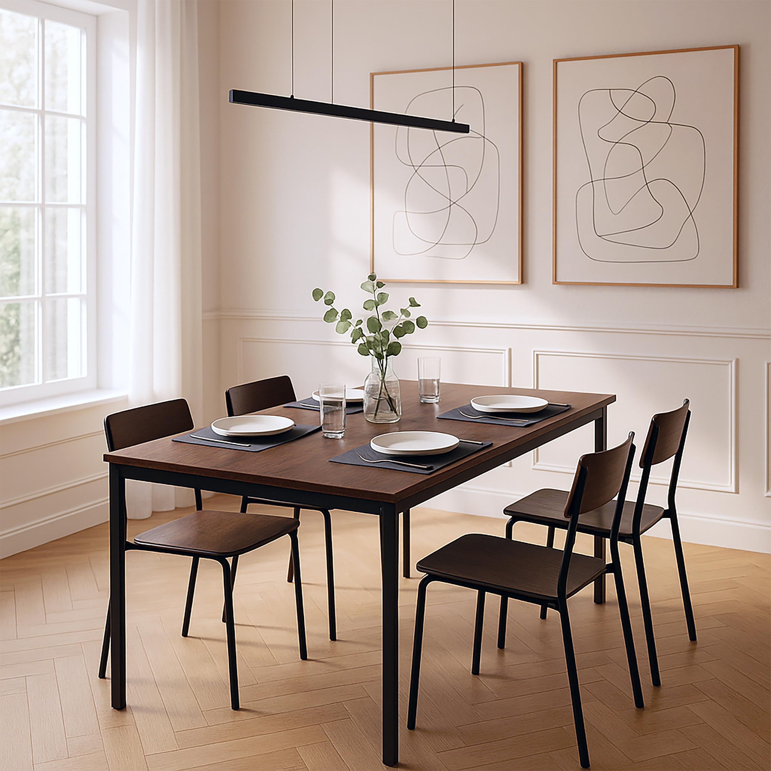 Tavolo da Pranzo Relaxdays, per 4 Persone, HLP: 76x110x60 cm, Fino a 80 kg, Effetto Rovere/Nero