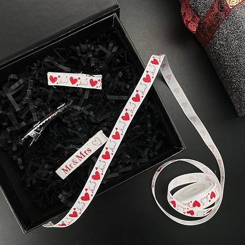 Miniatura 8 de MEEDEE - Cinta de grogrén para el día de San Valentín de 38 pulgadas, 6 rollos de cinta de corazón rojo y negro de 30 yardas para manualidades,