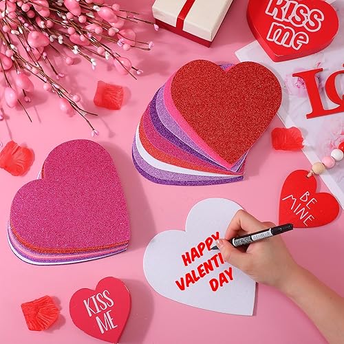 Miniatura 3 de Tatuo 120 calcomanías de corazón de espuma de boda de 6 pulgadas, autoadhesivas a granel, de EVA, mate y purpurina para manualidades, día de San