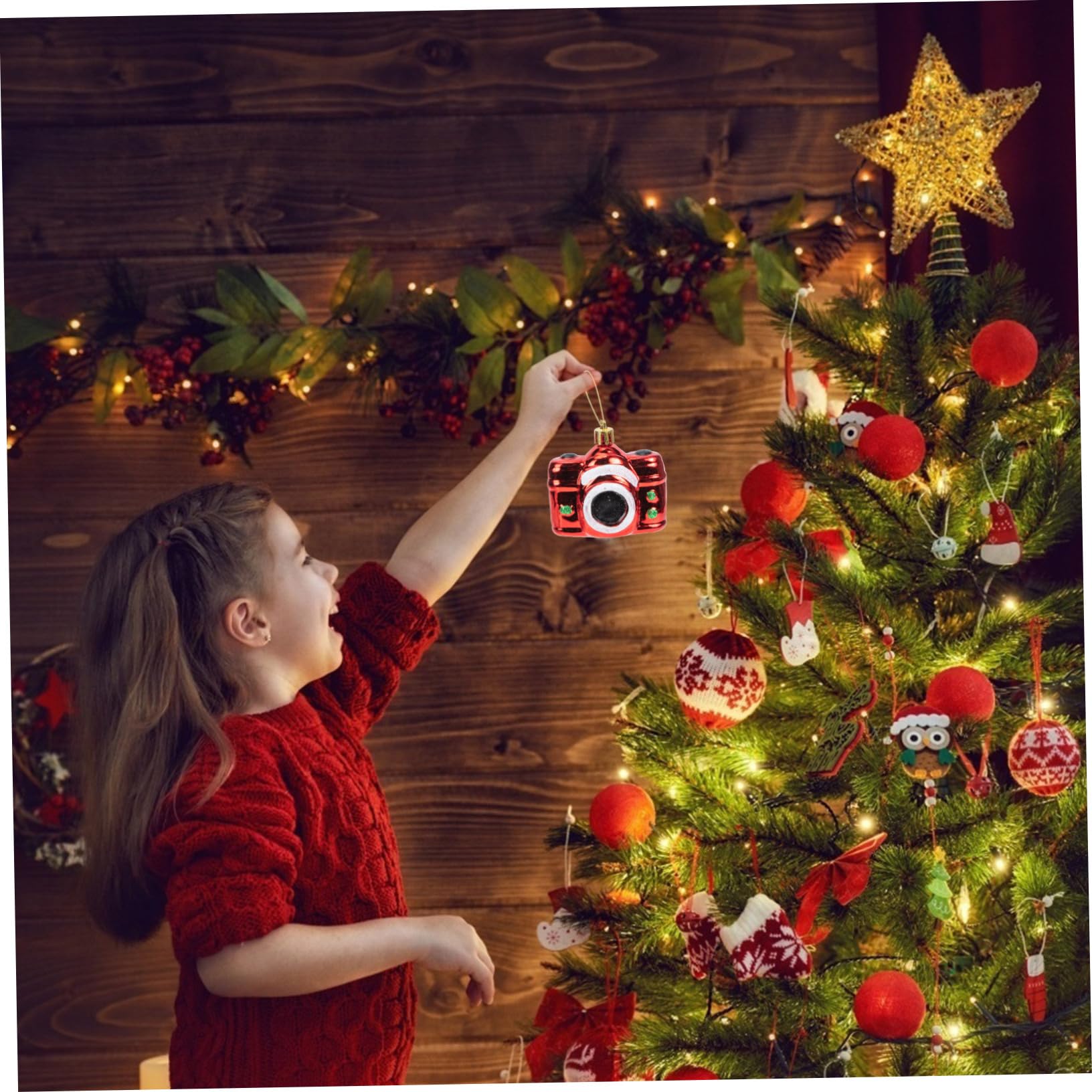 TOPBATHY 30 STK Christbaumschmuck Krippendekor Urlaub Baumschmuck weihnachtsdeko Weihnachts Party Weihnachtsbaumschmuck aus Kunststoff Weihnachtsschmuck zum Aufhängen Plastik rot