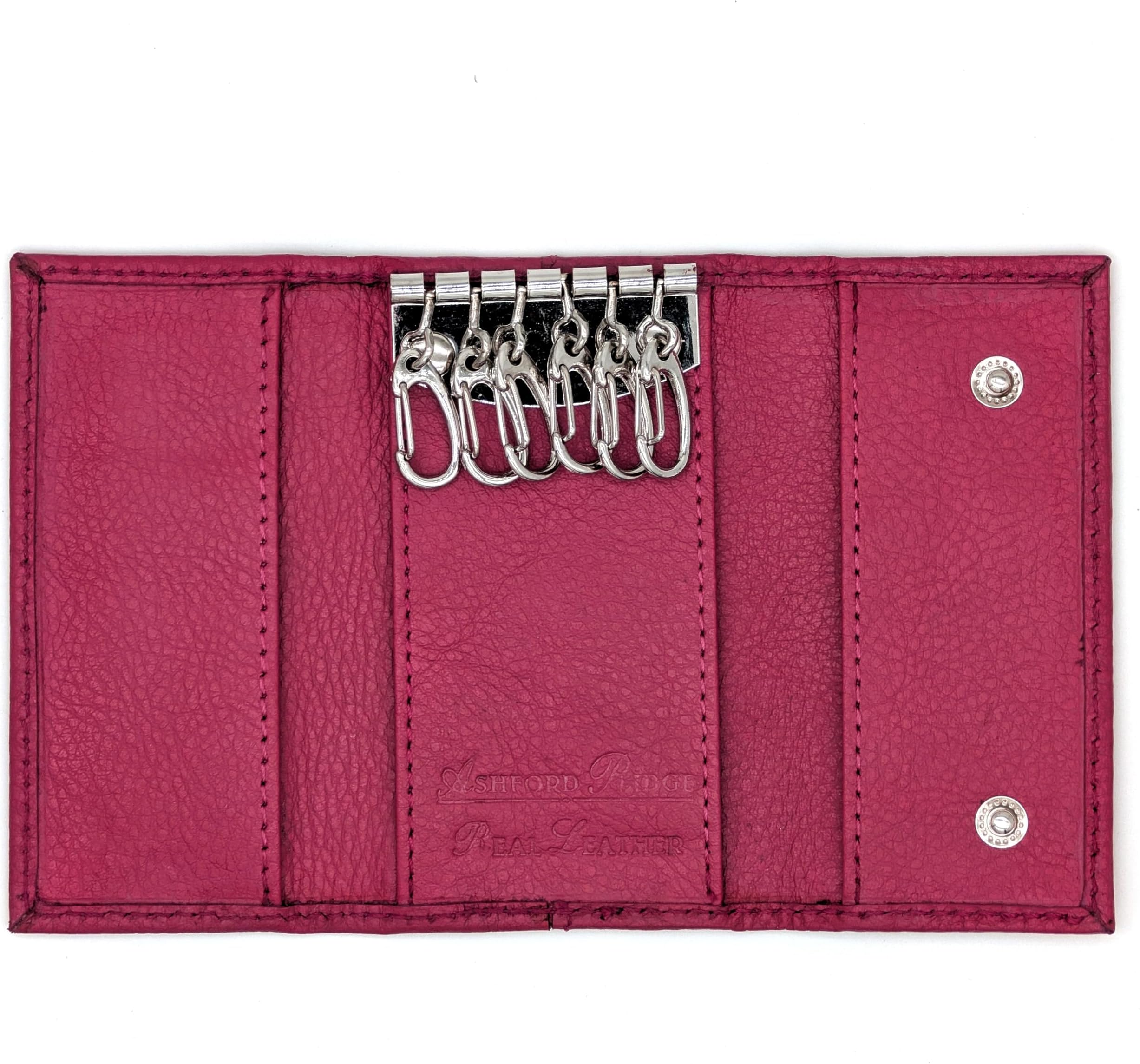 Real Leather Key Case Holder Card Wallet in 6 Colours Black Red Tan and Brown