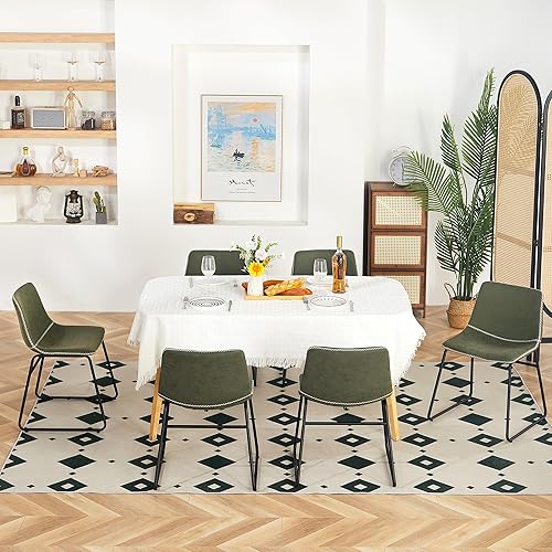 Miniatura 6 de FIRAVOE Juego de 4 sillas de comedor de piel sintética de 18 pulgadas, sillas de comedor modernas con respaldo y patas de metal, asiento tapizado