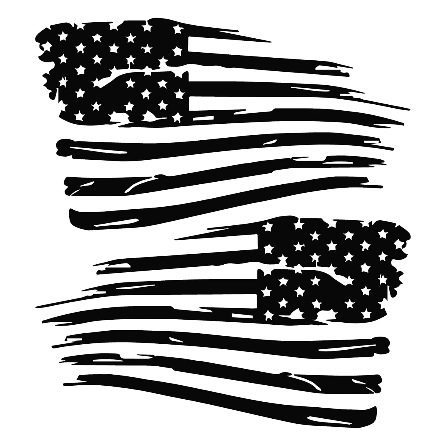 Tower Decals American Flag Distressed Vinyl Decal (Matte Black) 1 Left 1 Right 0097