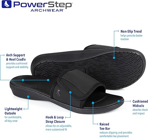 Miniatura 3 de Powerstep ArchWear - Sandalias ortopédicas ligeras para hombre con soporte de arco, alivio del dolor de fascitis plantar, sandalias ortopédicas