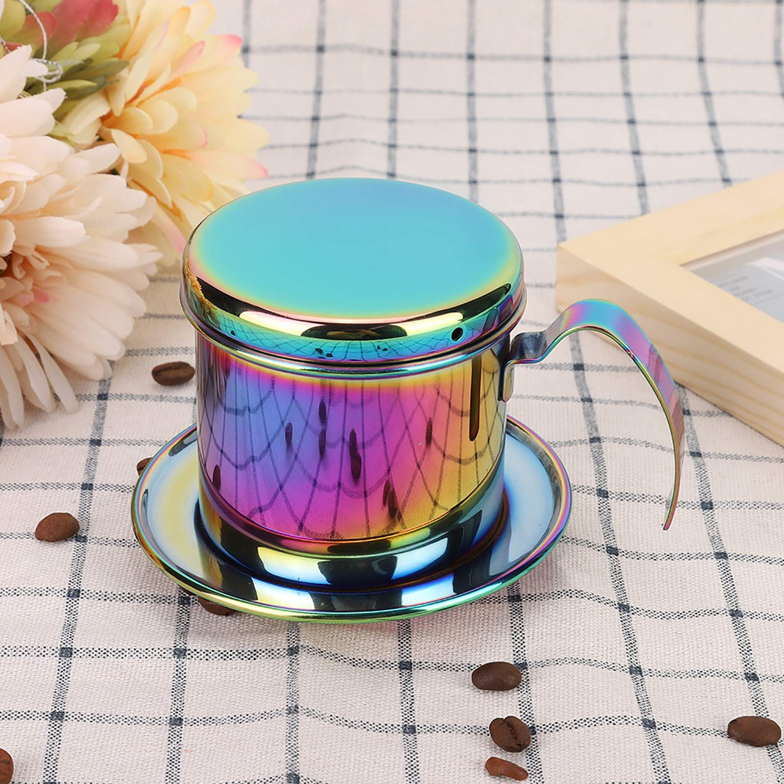 Jwthee Vietnamese Dripper Coffee Machine Filter, Stainless Steel Coffee Filter Cup Portable Vietnamese Coffee Filter Maker Press Reusable Pour over Coffee Dripper