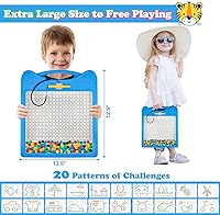 Vista 2 de Tablero magnético de dibujo extra grande para niños, tablero de garabatos magnético con 2 lápices ópticos y cuentas, juguete de habilidades motoras