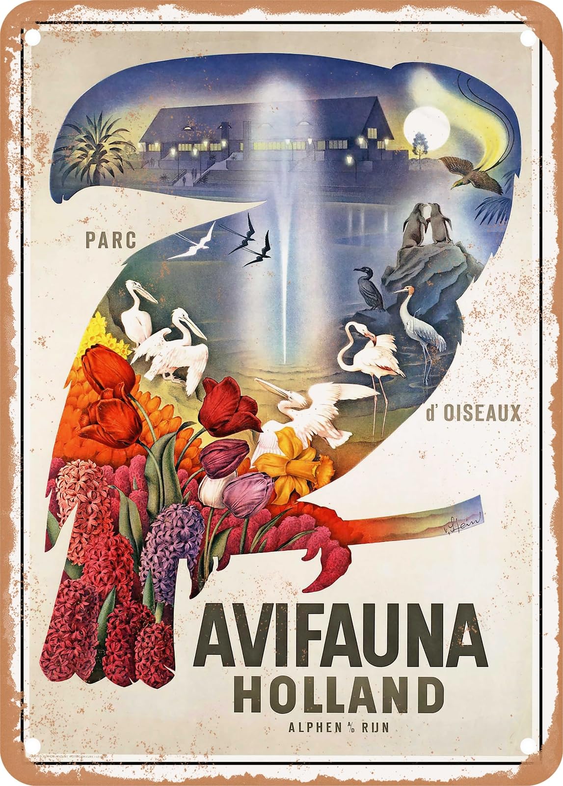 METAL SIGN - 1952 Avifauna, Holland Vintage Ad home decor