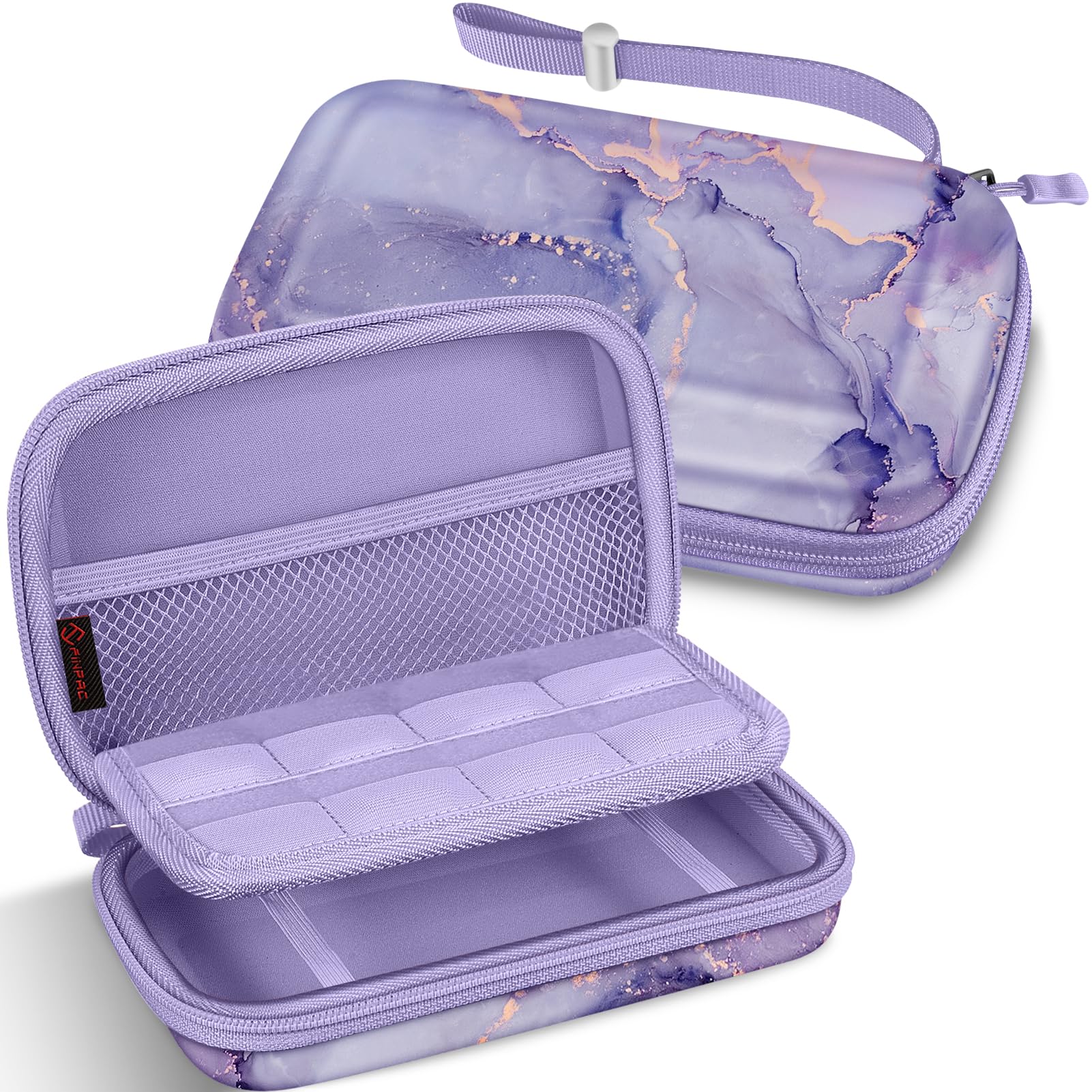 FINTIE - Funda para Nintendo 2DS XL / 3DS XL – Funda de Almacenamiento antigolpes, Bolsa de Transporte con Tarjetero de Juego y Correa para Nintendo 2DS XL / 3DS XL / 3DS / 3DS LL Console, mármol