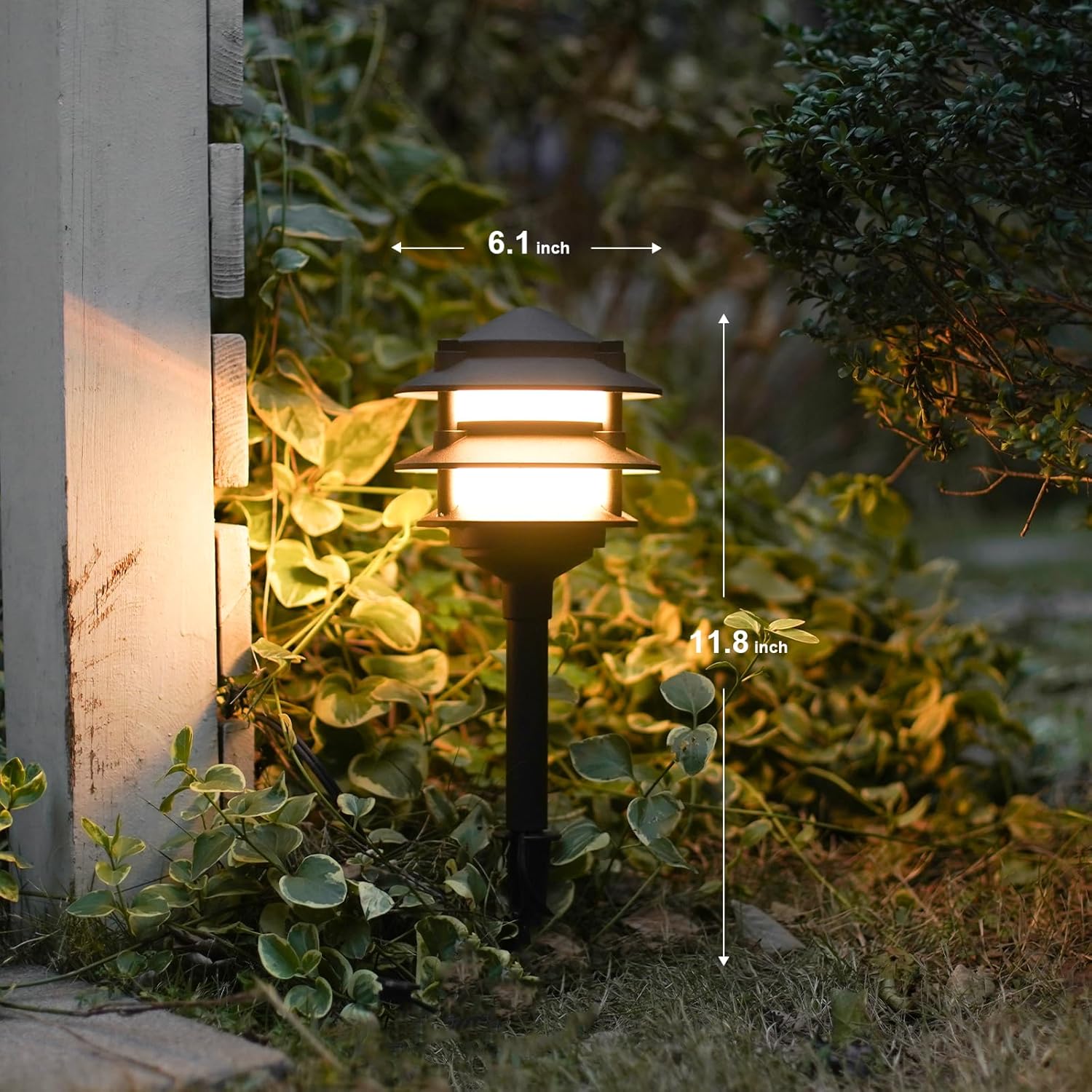 GOODSMANN Landscape Lighting 4PK Pathway Lights Low Voltage 2.2 Watt LED 12V AC Landscape Lights 30 Lumen Warm White with Cable Connectors Metal Stakes 9122-21102-04A - Image 6