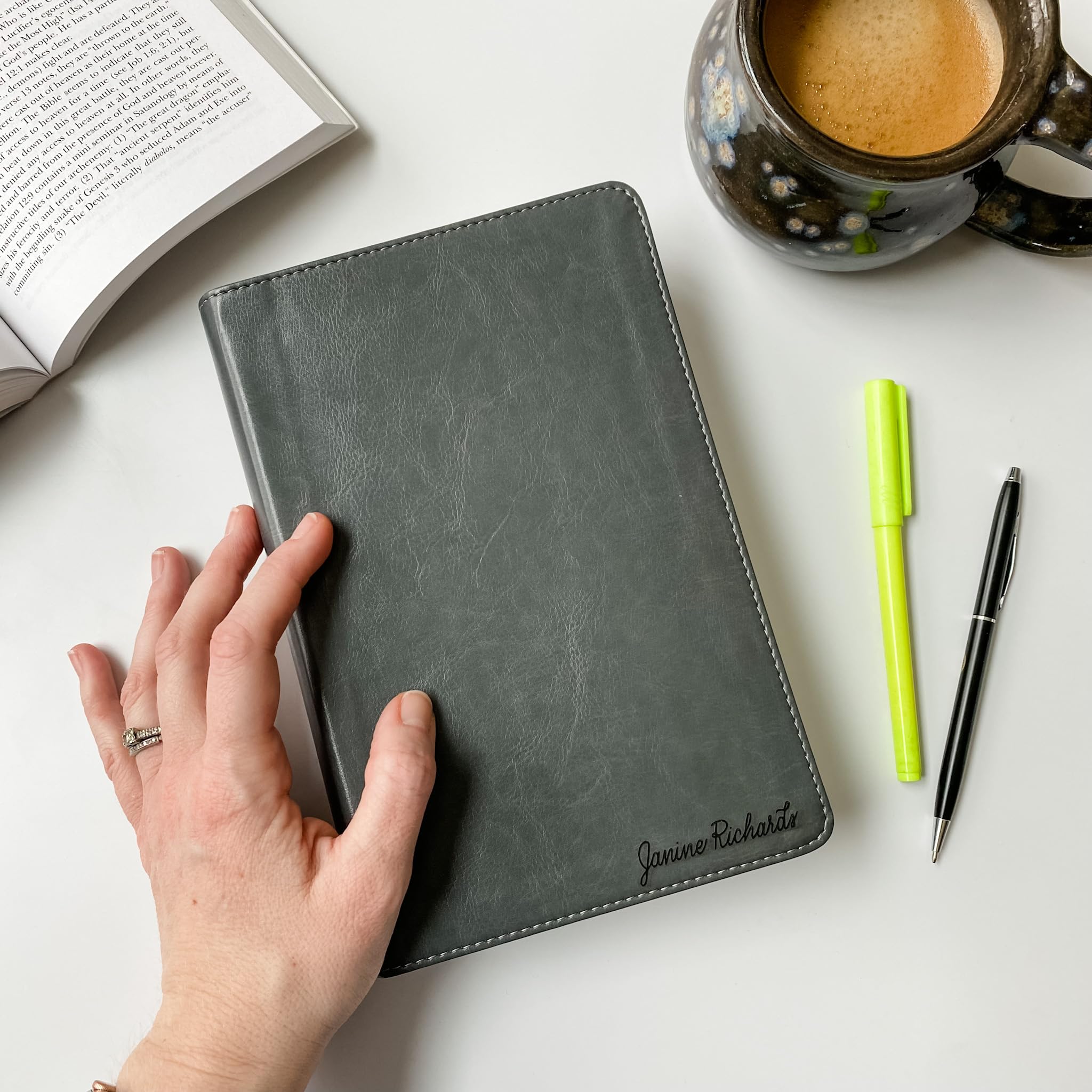 Personalized ESV Student Study Bible, Option to Customize with Hand Lettered Name Engraved on Cover, Gray Trutone Leather, Personalized Gift, - Image 2