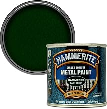 Hammerite 5084831 Direct to Rust Metal Paint - Hammered Dark Green Finish 250ML