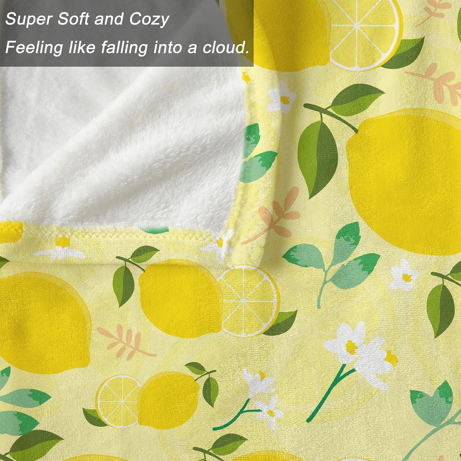 Ultra Soft Fleece Blanket- Lightweight & Warm Throw Blanket for Couch, Cozy Plush Sherpa Blanket for Adults Kids, Durable & Easy Care (Lemon, 50x60 in) - Image 5