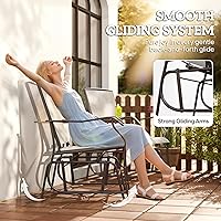 Vista 4 de Outsunny Sillas planeadoras para exteriores con mesa auxiliar, mecedora de 2 asientos para patio, sofá biplaza con correa transpirable para patio