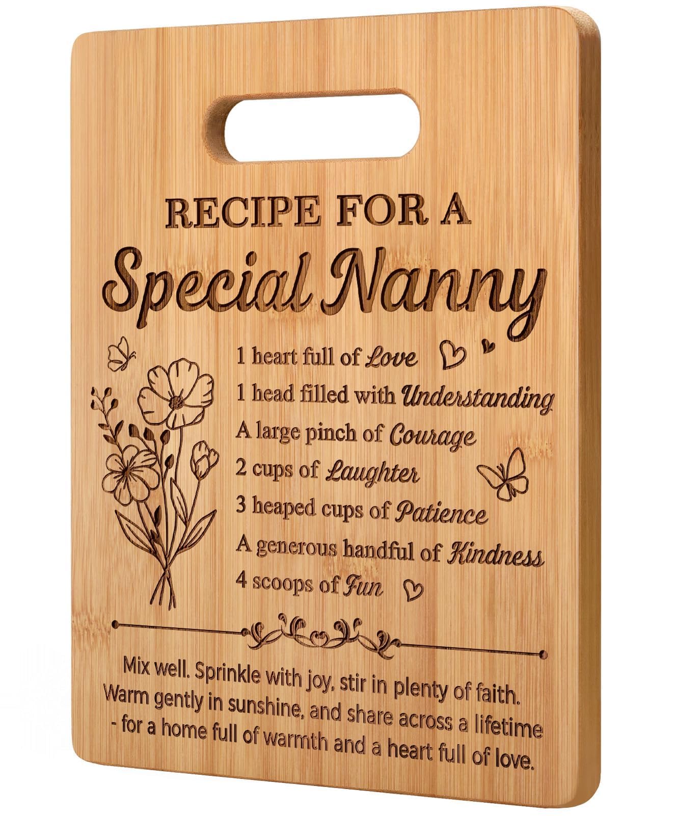 Nanny Gifts, Nanny Birthday Gifts - Unique Bamboo Chopping Board - Funny Kitchen Presents for Nana Nan On Birthday Mother's Day Christmas