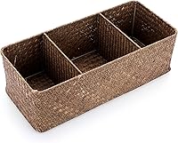Vista 1 de ELLDOO Coffee Pod Holder, Large Capacity Coffee Pod Organizer for K Cup Nespresso Pods, Hand-Woven Seagrass Storage Basket, 3-Section Wicker Baskets