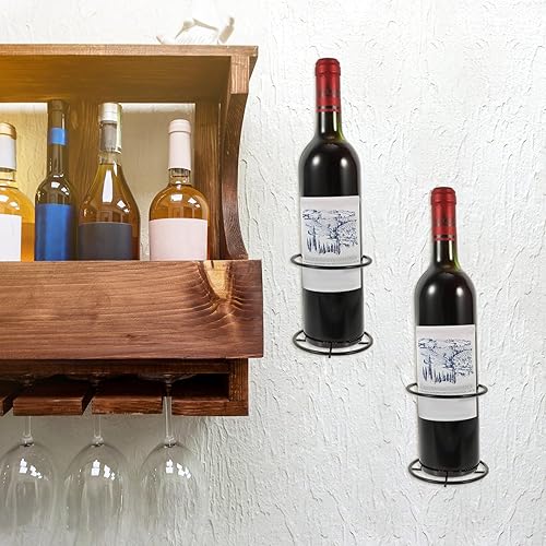 Miniatura 4 de LIFKOME Estante de pared para vino tinto, 2 unidades, soporte para exhibición de vino de pared individual, organizador de vino, estante de