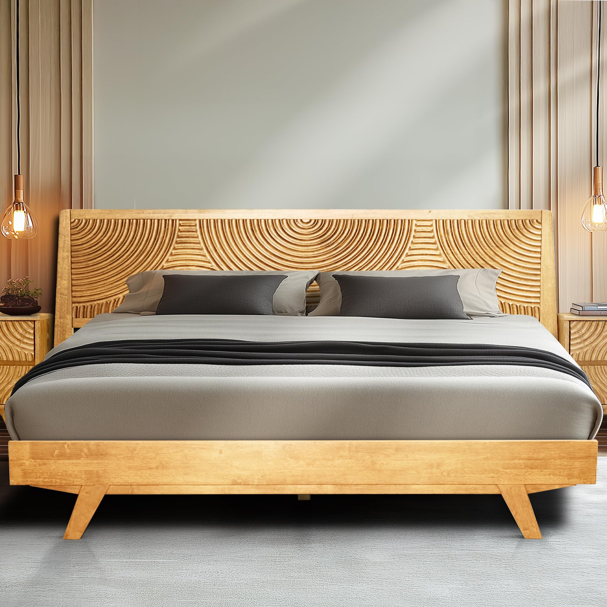 Amazon.com: Acacia Harmony King Platform Bed Frame – Solid Rubber
