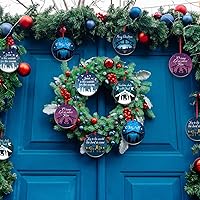 Vista 6 de Karenhi 6 adornos de Navidad de Navidad de Noche Santa, adornos religiosos cristianos para árbol de Navidad, cerámica redonda de Jesús, Belén