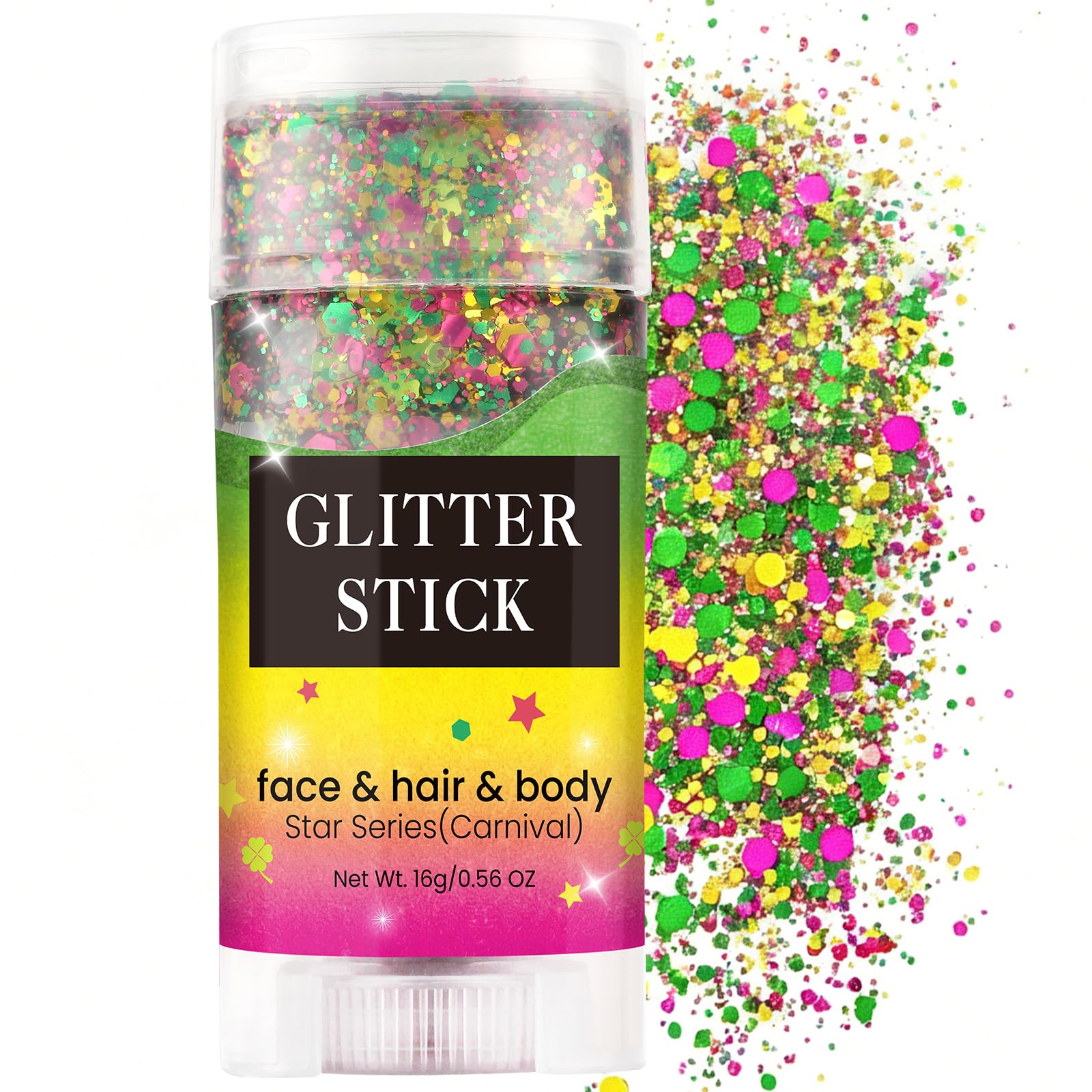 Glitter Hair Gel – Chunky Glitter Stick for Hair, Face & Body | Red Gold Green Colors – Festival Use for World Cup Fans and Party, Concert – Easy to Remove, Long-Lasting Shine for Makeup