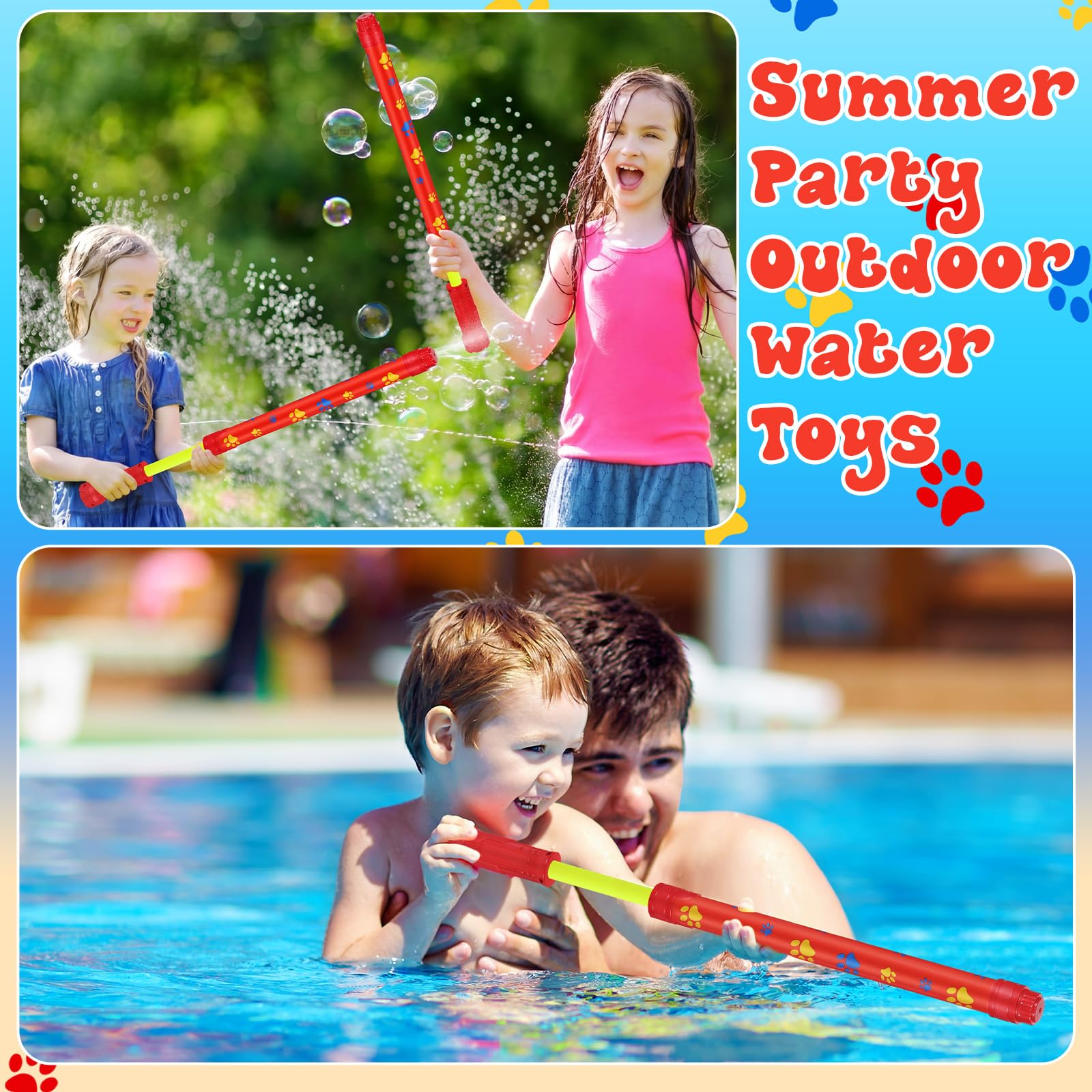 Halloscume Confezione da 12 pistole ad acqua con motivo a zampa di cane, bomboniere, attività estive, pistole ad acqua per adulti, piscina all'aperto, cortile, giochi in spiaggia