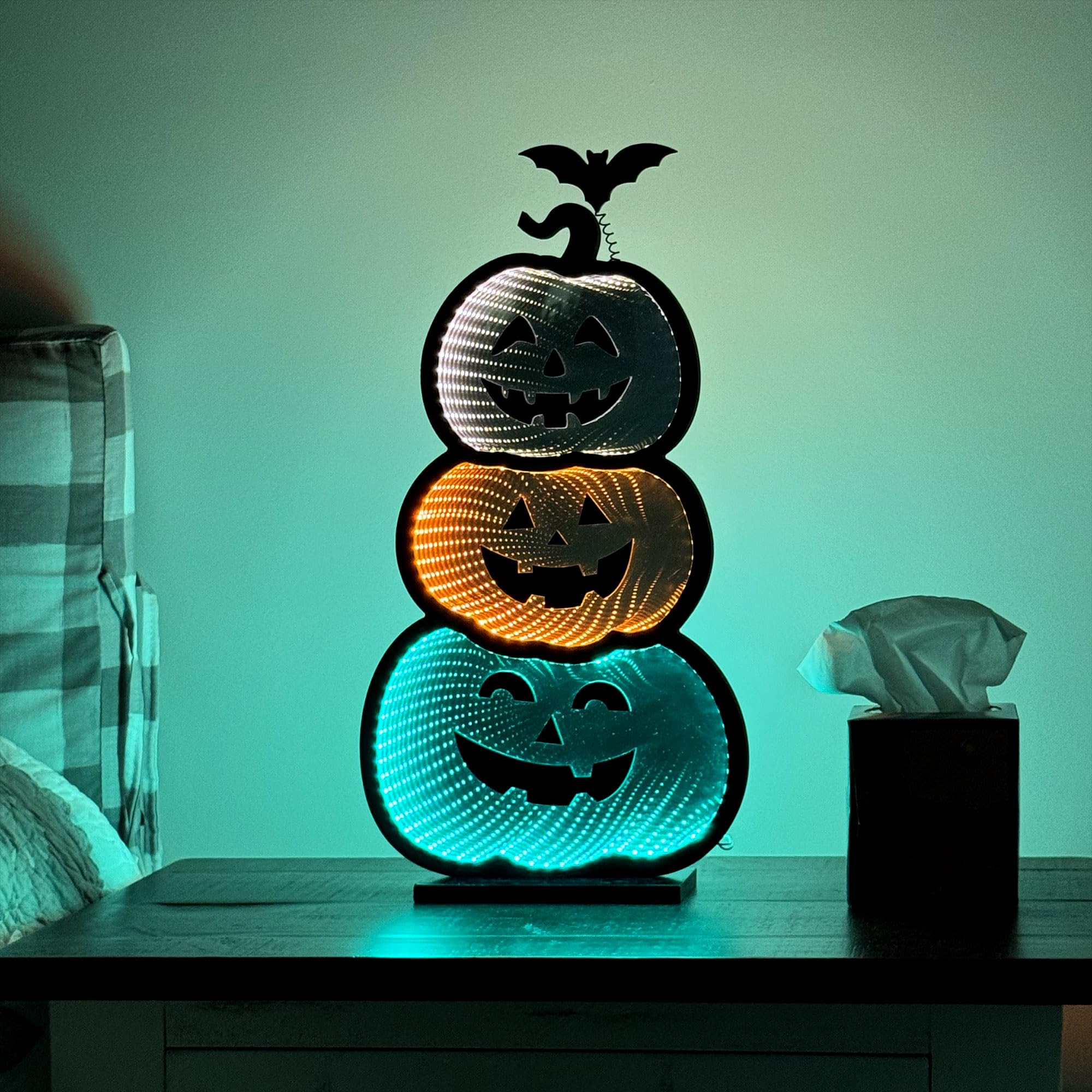 Amazon.com: Elumina Decor - 3 Stacked Pumpkins Infinity Mirror