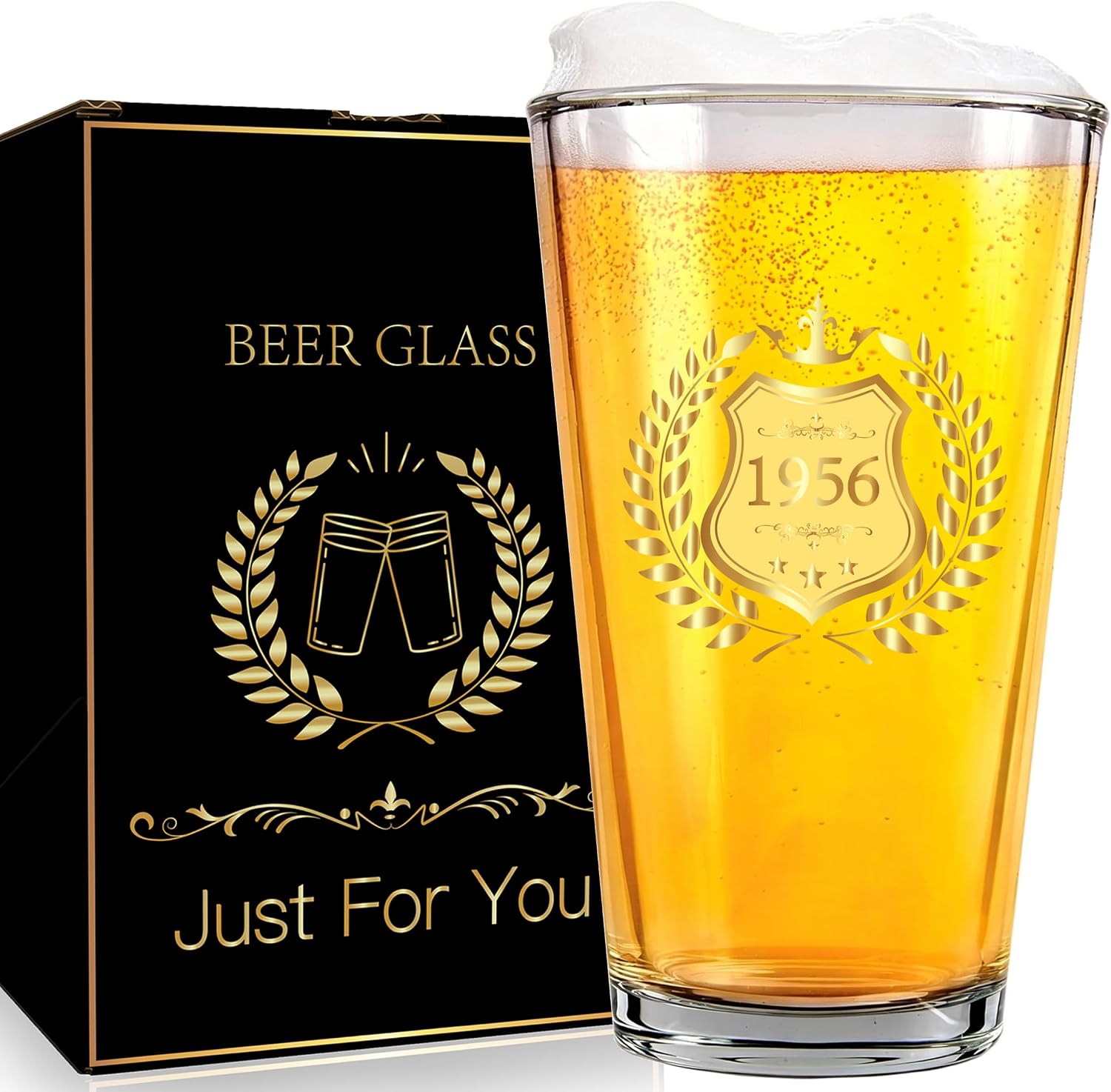70th Birthday Beer Glass Gifts for 1956 Men or Women