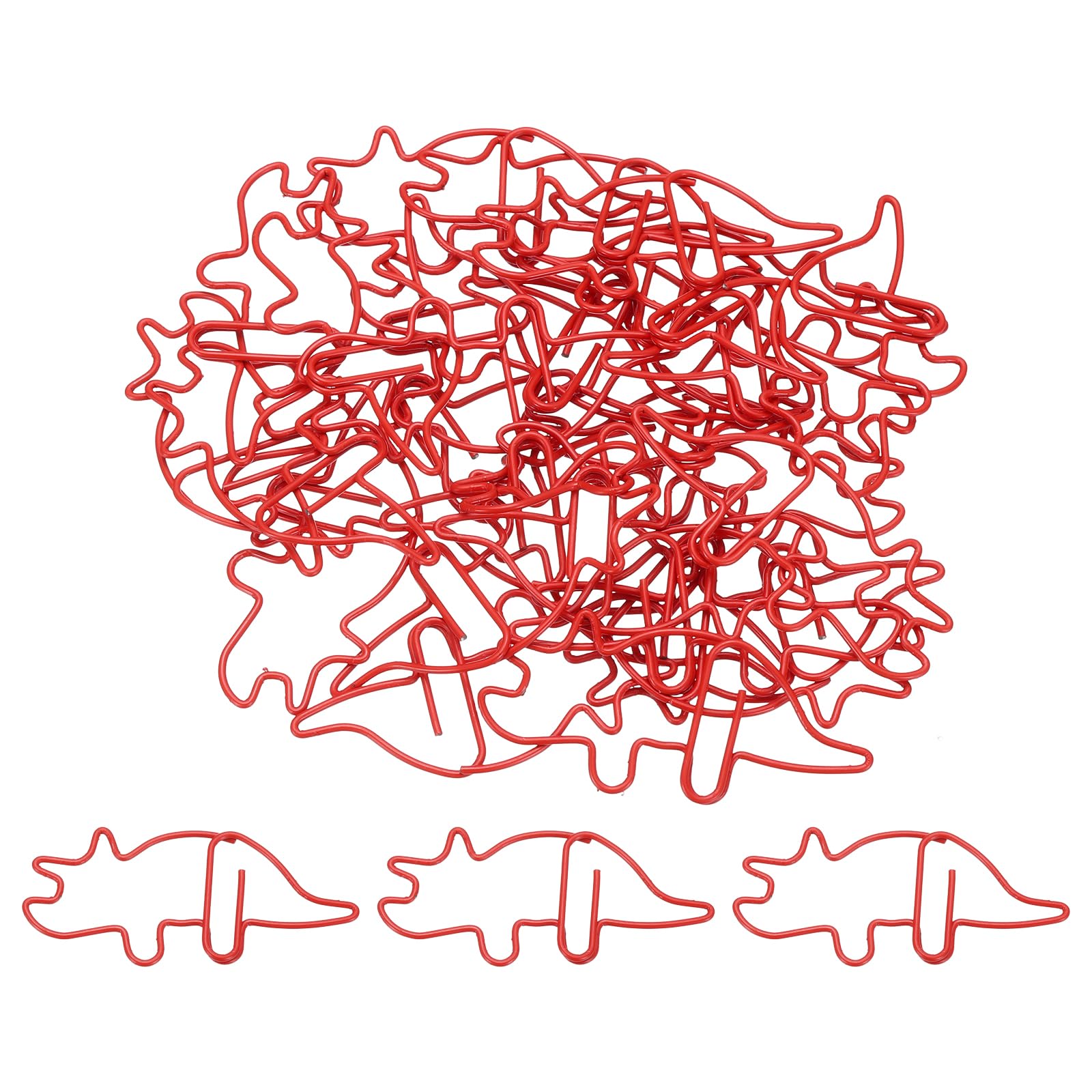 PATIKIL Cute Paper Clip, 30 Pcs Small Paper Clip Dinosaur Shaped Metal Fun for Office Supplies Bookmarks File Document Organization Decorative Home, Red