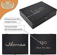 Vista 3 de WE Games Caja del tesoro grabada personalizada con tapa y pestillo de latón, color negro teñido