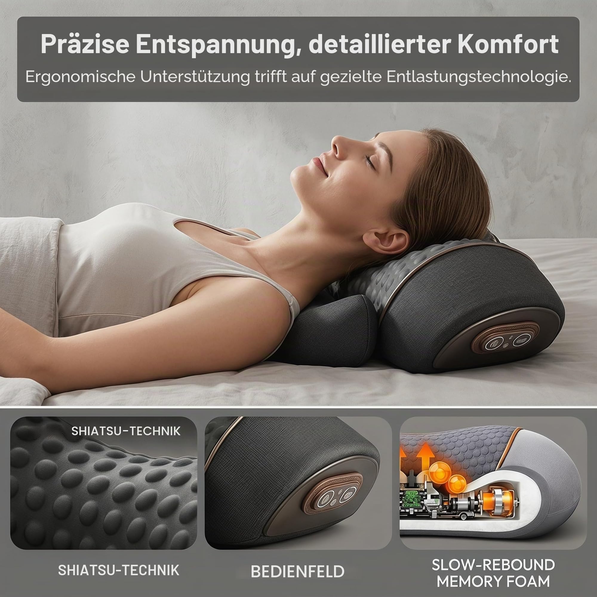 2027 Revitool PhysioRest 3in 1 Massagekissen, 39° Winkel Revitool Nacken