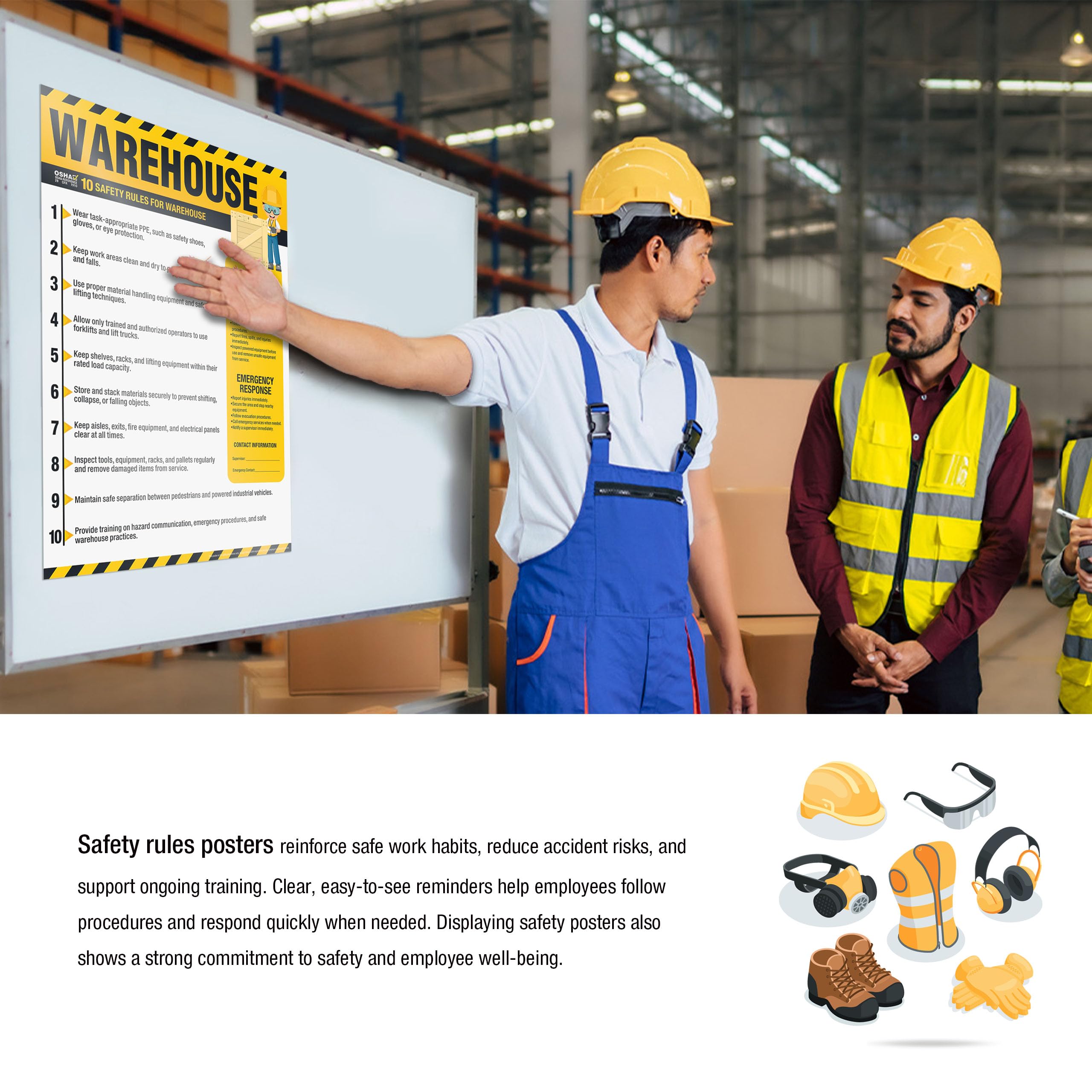 Warehouse Safety Poster – OSHA Warehouse Safety Rules Chart — Amazon image 5